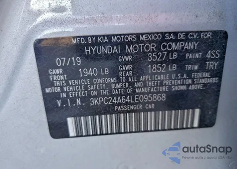 2020 Hyundai Accent Se from USA, damaged, VIN 3KPC24A64LE095868